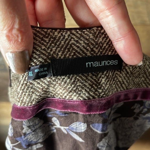 Maurice’s Wool Blend Herringbone Tweed Brown Vest Size XL - Picture 4 of 7